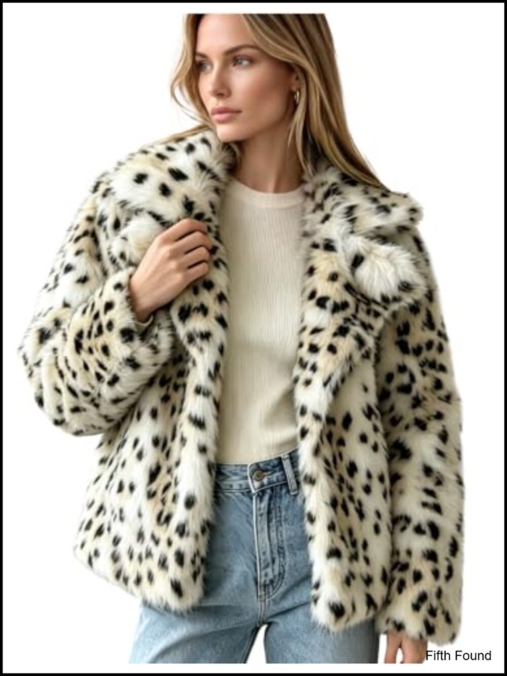 Womens Faux Fur Coat Lapel Winter Jacket Fluffy Shaggy Short